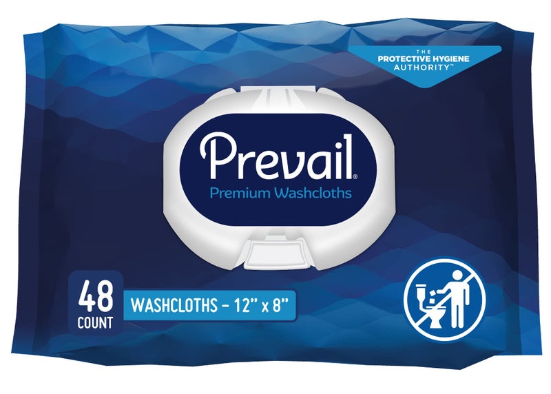Prevail Soft Pack Adult Washcloths, Unisex Adult Incontinence Disposable Wipes for Men & Women, WW-715, 12"x 8", 48 Count - Image 1